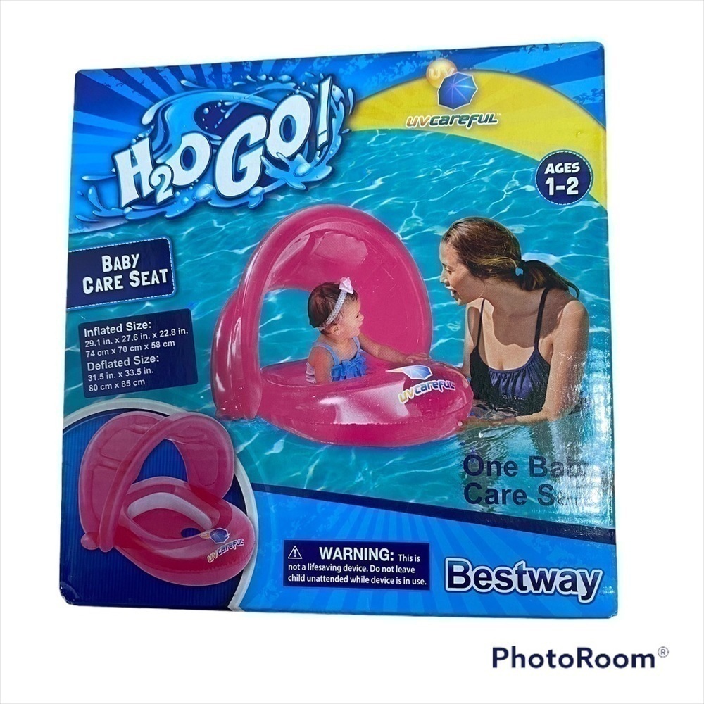 H2O Go Baby Inflatable Pool Boat Floatie Detachable Sun Shade NEW Pink